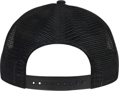 OTTO 154-1124 Superior Cotton Twill Round Flat Visor 5 Panel Pro Style Mesh Back Trucker Snapback Hat - Black - Black