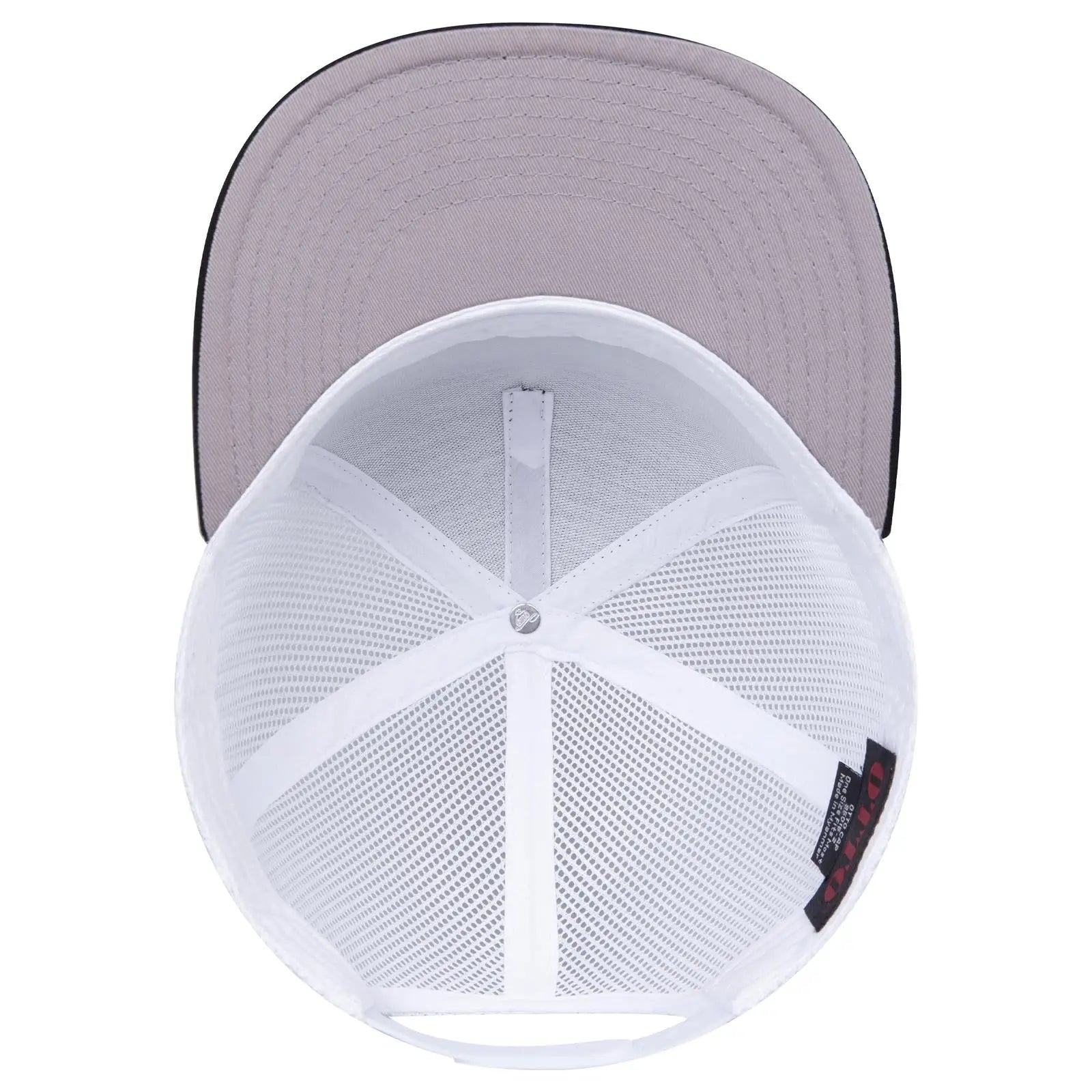 OTTO 154-1174 ’OTTO Snap’ 5 Panel Pro Style Mesh Back Trucker Snapback Cap - Blk/Blk/Wht - Blk/Blk/Wht / 7 3/8’’ - 7