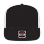 OTTO 154-1174 ’OTTO Snap’ 5 Panel Pro Style Mesh Back Trucker Snapback Cap - Blk/Blk/Wht - Blk/Blk/Wht / 7 3/8’’ - 7