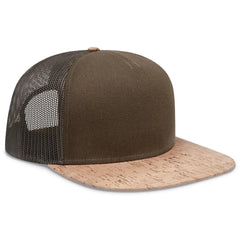 OTTO 154-1174 ’OTTO Snap’ 5 Panel Pro Style Mesh Back Trucker Snapback Cap - Cork/Ml Grn - Cork/Ml Grn / 7 3/8’’ - 7