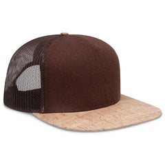 OTTO 154-1174 ’OTTO Snap’ 5 Panel Pro Style Mesh Back Trucker Snapback Cap - Cork/Brn - Cork/Brn / 7 3/8’’ - 7 5/8’’