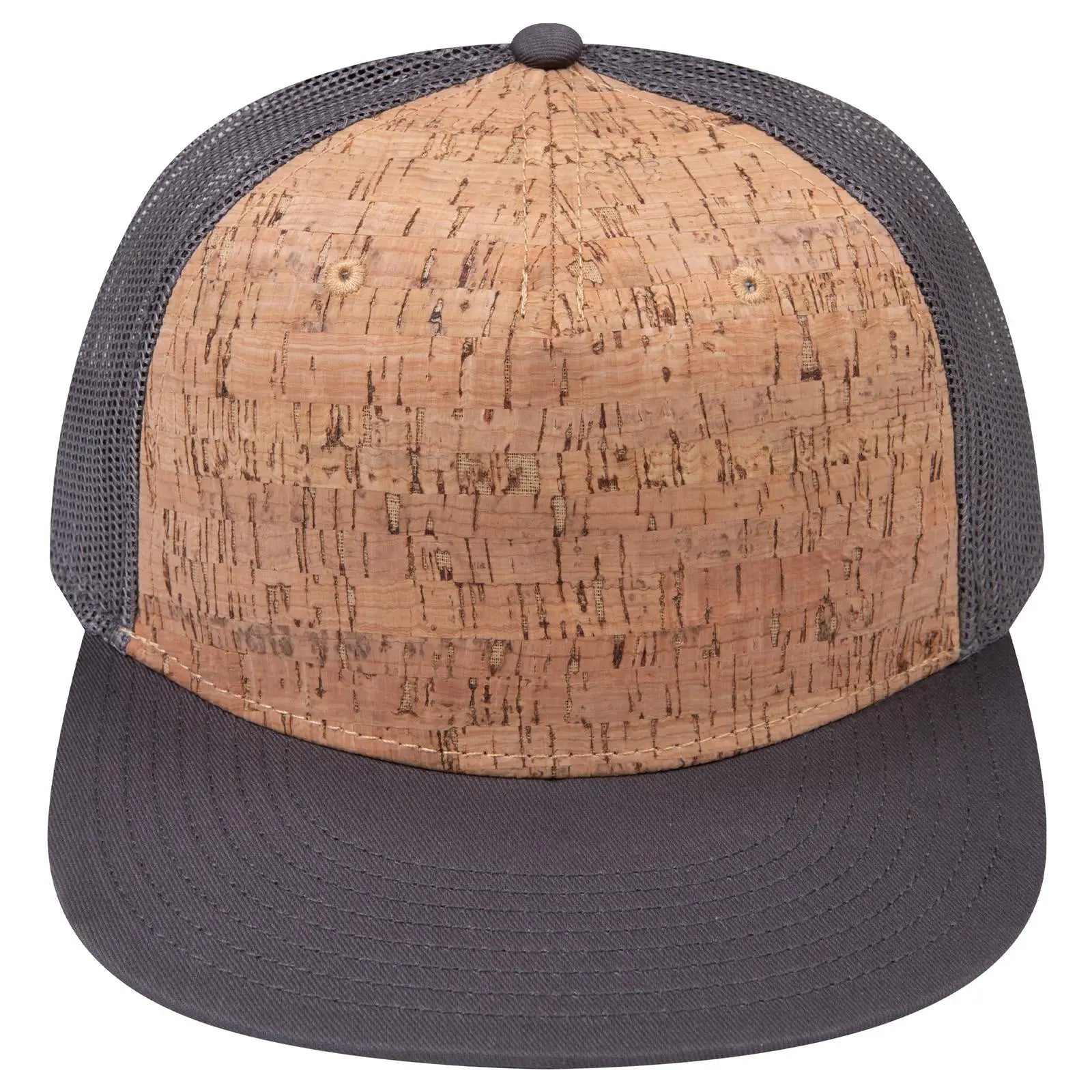 OTTO 154-1174 ’OTTO Snap’ 5 Panel Pro Style Mesh Back Trucker Snapback Cap - Char. Gray/Cork/Char. Gray - Char.