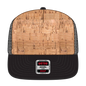 OTTO 154-1174 ’OTTO Snap’ 5 Panel Pro Style Mesh Back Trucker Snapback Cap - Blk/Cork/Blk - Blk/Cork/Blk / 7 3/8’’ - 7