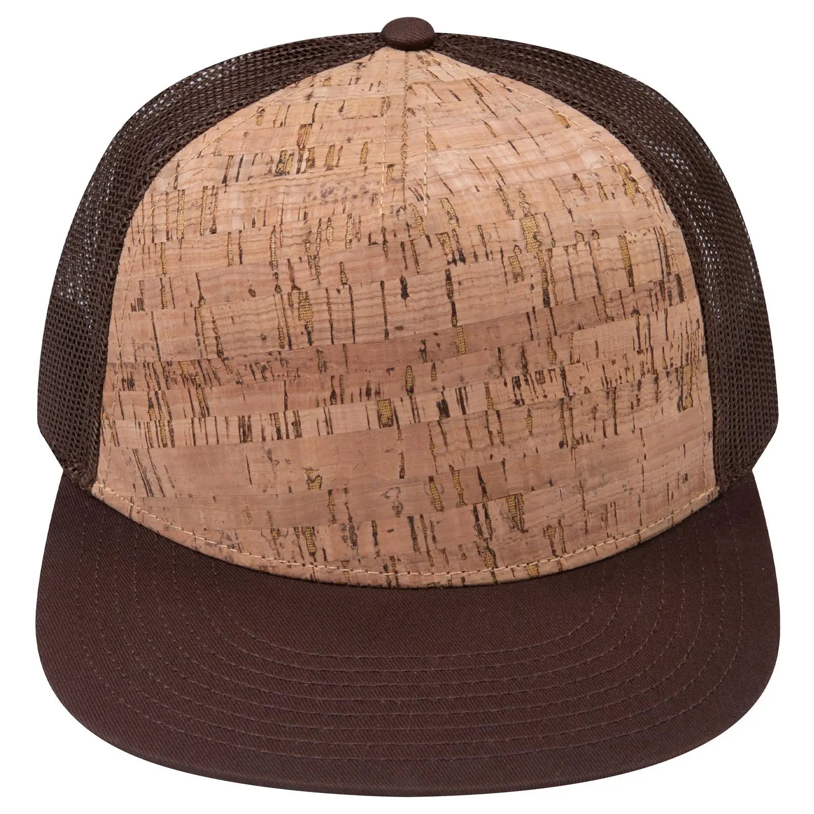 OTTO 154-1174 ’OTTO Snap’ 5 Panel Pro Style Mesh Back Trucker Snapback Cap - D.Brn/Cork/D.Brn - D.Brn/Cork/D.Brn / 7