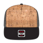OTTO 154-1174 ’OTTO Snap’ 5 Panel Pro Style Mesh Back Trucker Snapback Cap - Blk/Cork/Blk - Blk/Cork/Blk / 7 3/8’’ - 7