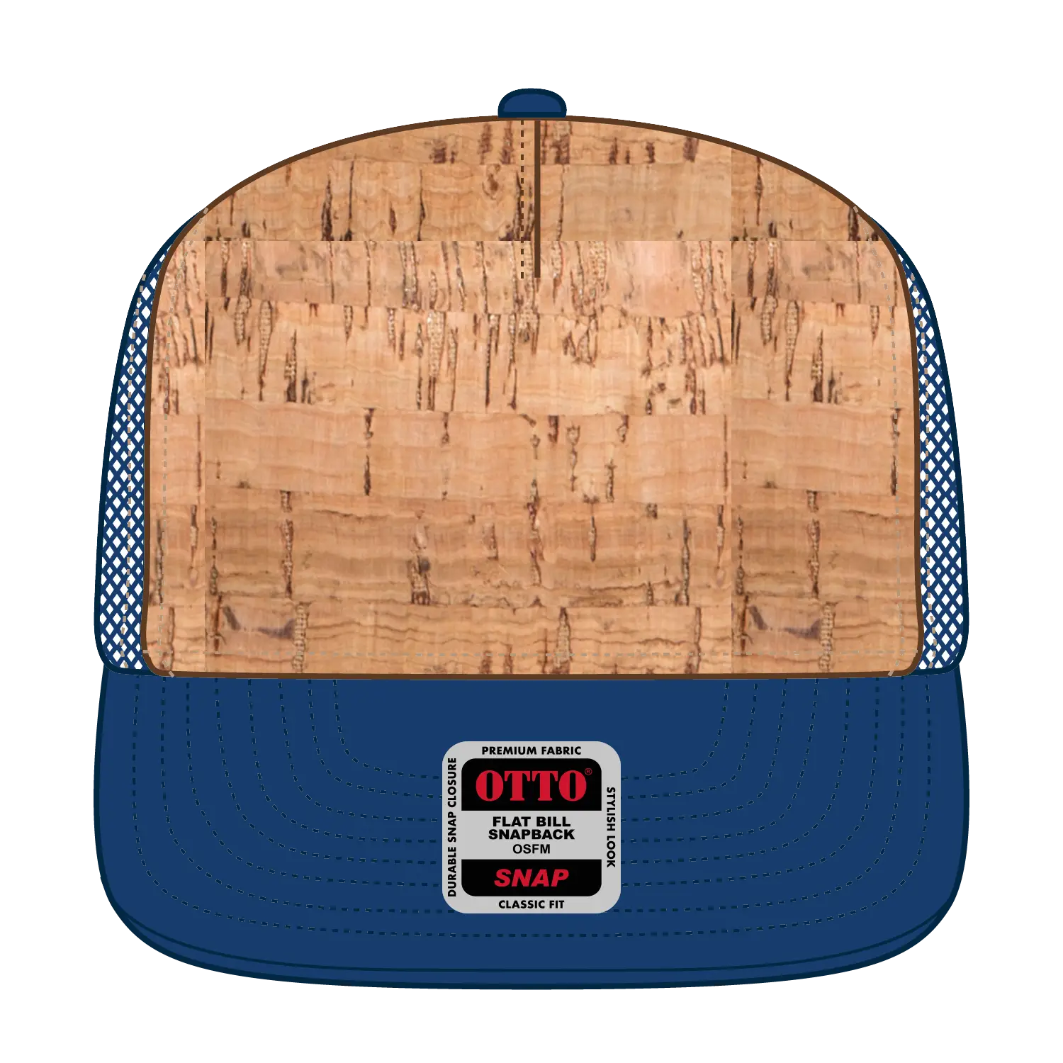 OTTO 154-1174 ’OTTO Snap’ 5 Panel Pro Style Mesh Back Trucker Snapback Cap - Ryl/Crk/Ryl - Ryl/Crk/Ryl / 7 3/8’’ - 7