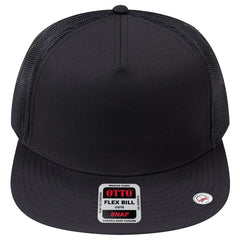 OTTO 154-1174 ’OTTO Snap’ 5 Panel Pro Style Mesh Back Trucker Snapback Cap - Black - Black / 7 3/8’’ - 7 5/8’’
