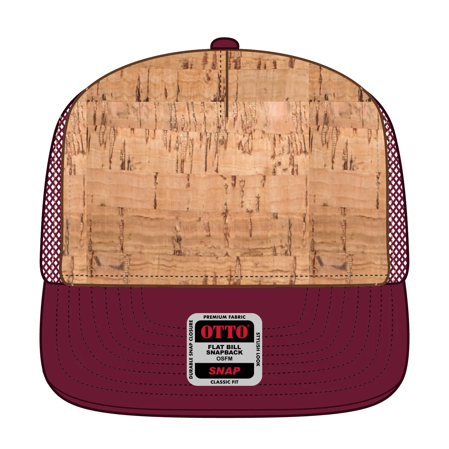 OTTO 154-1174 ’OTTO Snap’ 5 Panel Pro Style Mesh Back Trucker Snapback Cap - Bg Mrn/Crk/Bg Mrn - Bg Mrn/Crk/Bg Mrn / 7