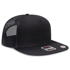 OTTO 154-1174 ’OTTO Snap’ 5 Panel Pro Style Mesh Back Trucker Snapback Cap - Black - Black / 7 3/8’’ - 7 5/8’’