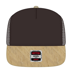OTTO 154-1174 ’OTTO Snap’ 5 Panel Pro Style Mesh Back Trucker Snapback Cap - Cork/Brn - Cork/Brn / 7 3/8’’ - 7 5/8’’