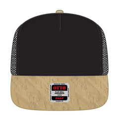 OTTO 154-1174 ’OTTO Snap’ 5 Panel Pro Style Mesh Back Trucker Snapback Cap - Cork/Blk - Cork/Blk / 7 3/8’’ - 7 5/8’’