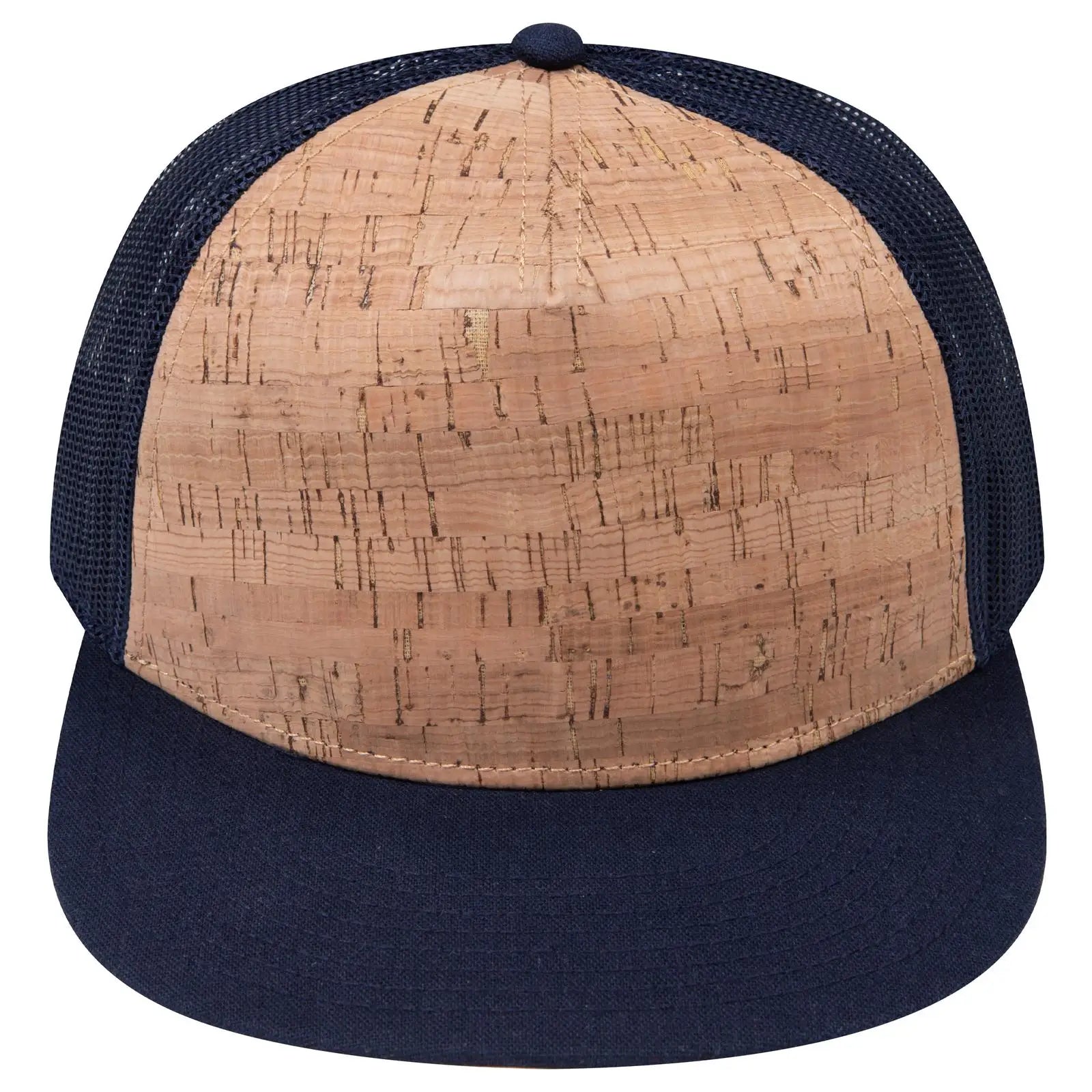 OTTO 154-1174 ’OTTO Snap’ 5 Panel Pro Style Mesh Back Trucker Snapback Cap - Nvy/Cork/Nvy - Nvy/Cork/Nvy / 7 3/8’’ - 7