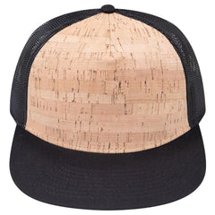 OTTO 154-1174 ’OTTO Snap’ 5 Panel Pro Style Mesh Back Trucker Snapback Cap - Blk/Cork/Blk - Blk/Cork/Blk / 7 3/8’’ - 7