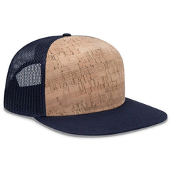 OTTO 154-1174 ’OTTO Snap’ 5 Panel Pro Style Mesh Back Trucker Snapback Cap - Nvy/Cork/Nvy - Nvy/Cork/Nvy / 7 3/8’’ - 7