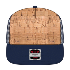 OTTO 154-1174 ’OTTO Snap’ 5 Panel Pro Style Mesh Back Trucker Snapback Cap - Nvy/Cork/Nvy - Nvy/Cork/Nvy / 7 3/8’’ - 7