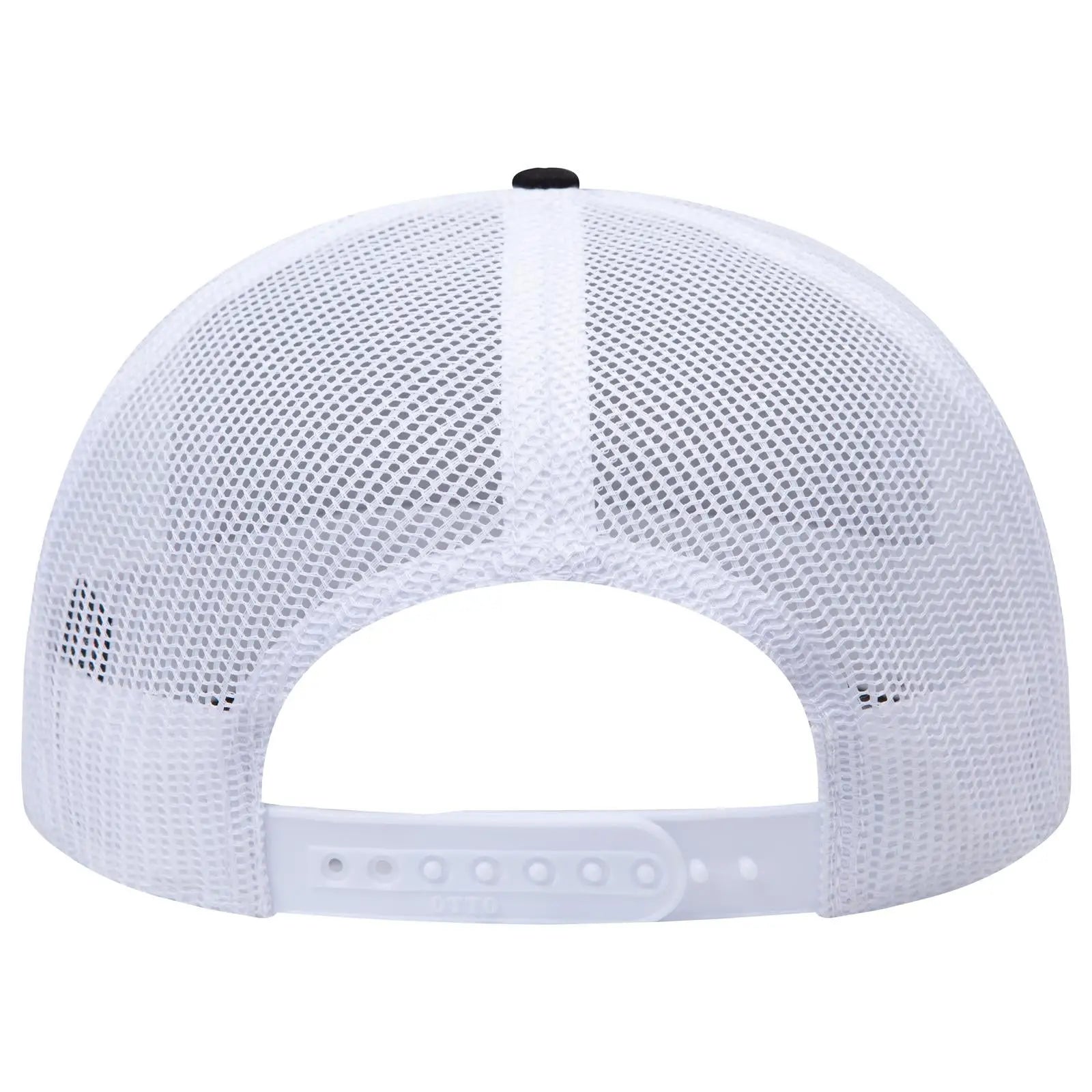 OTTO 154-1174 ’OTTO Snap’ 5 Panel Pro Style Mesh Back Trucker Snapback Cap - Blk/Blk/Wht - Blk/Blk/Wht / 7 3/8’’ - 7