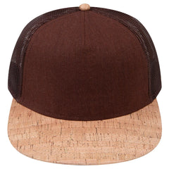 OTTO 154-1174 ’OTTO Snap’ 5 Panel Pro Style Mesh Back Trucker Snapback Cap - Cork/Brn - Cork/Brn / 7 3/8’’ - 7 5/8’’