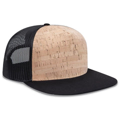 OTTO 154-1174 ’OTTO Snap’ 5 Panel Pro Style Mesh Back Trucker Snapback Cap - Blk/Cork/Blk - Blk/Cork/Blk / 7 3/8’’ - 7