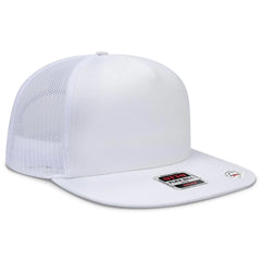 OTTO 154-1174 ’OTTO Snap’ 5 Panel Pro Style Mesh Back Trucker Snapback Cap - White - White / 7 3/8’’ - 7 5/8’’