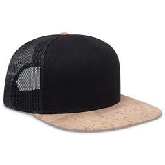 OTTO 154-1174 ’OTTO Snap’ 5 Panel Pro Style Mesh Back Trucker Snapback Cap - Cork/Blk - Cork/Blk / 7 3/8’’ - 7 5/8’’