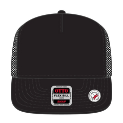 OTTO 154-1174 ’OTTO Snap’ 5 Panel Pro Style Mesh Back Trucker Snapback Cap - Black - Black / 7 3/8’’ - 7 5/8’’