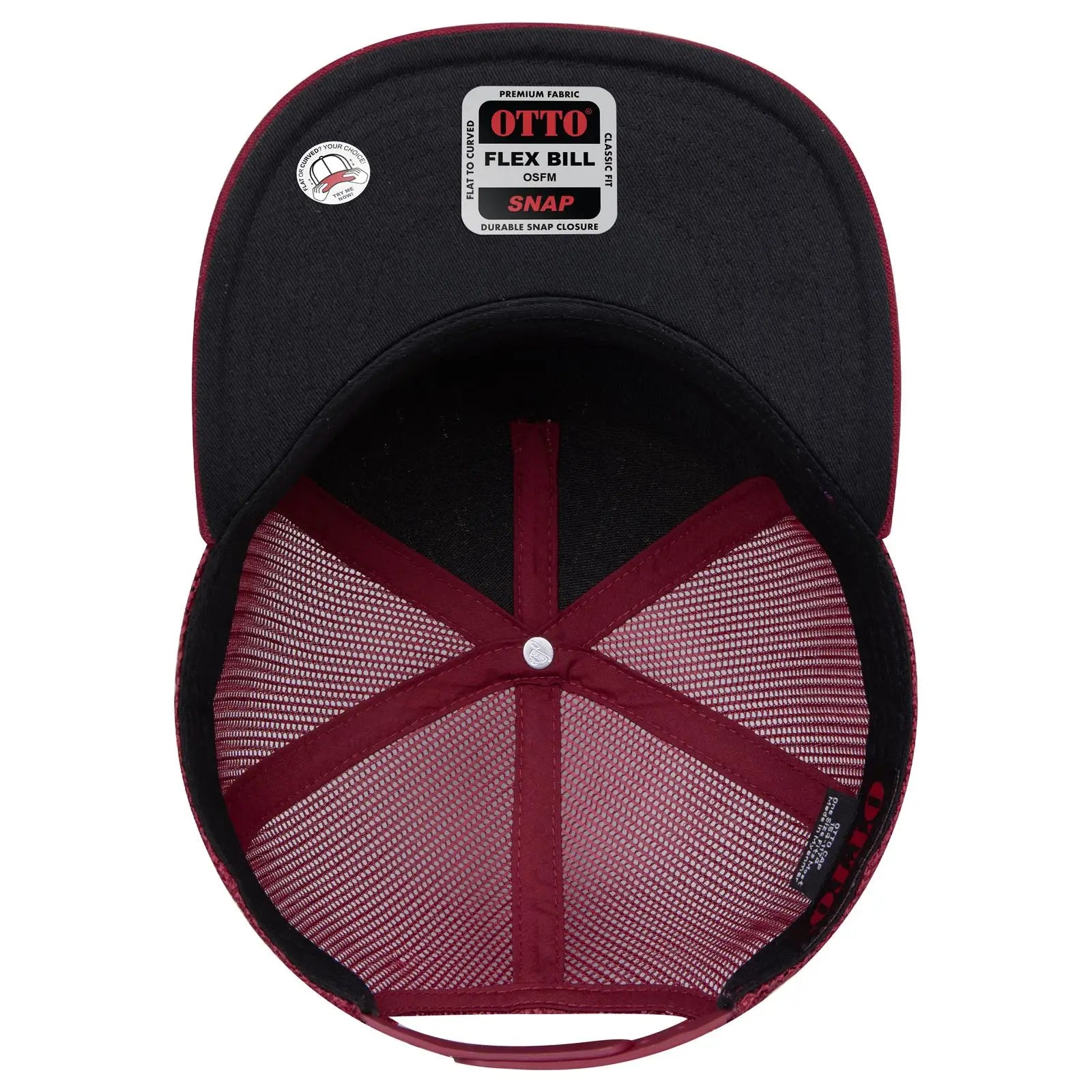 OTTO 154-1174 ’OTTO Snap’ 5 Panel Pro Style Mesh Back Trucker Snapback Cap - Bg Mrn/Crk/Bg Mrn - Bg Mrn/Crk/Bg Mrn / 7
