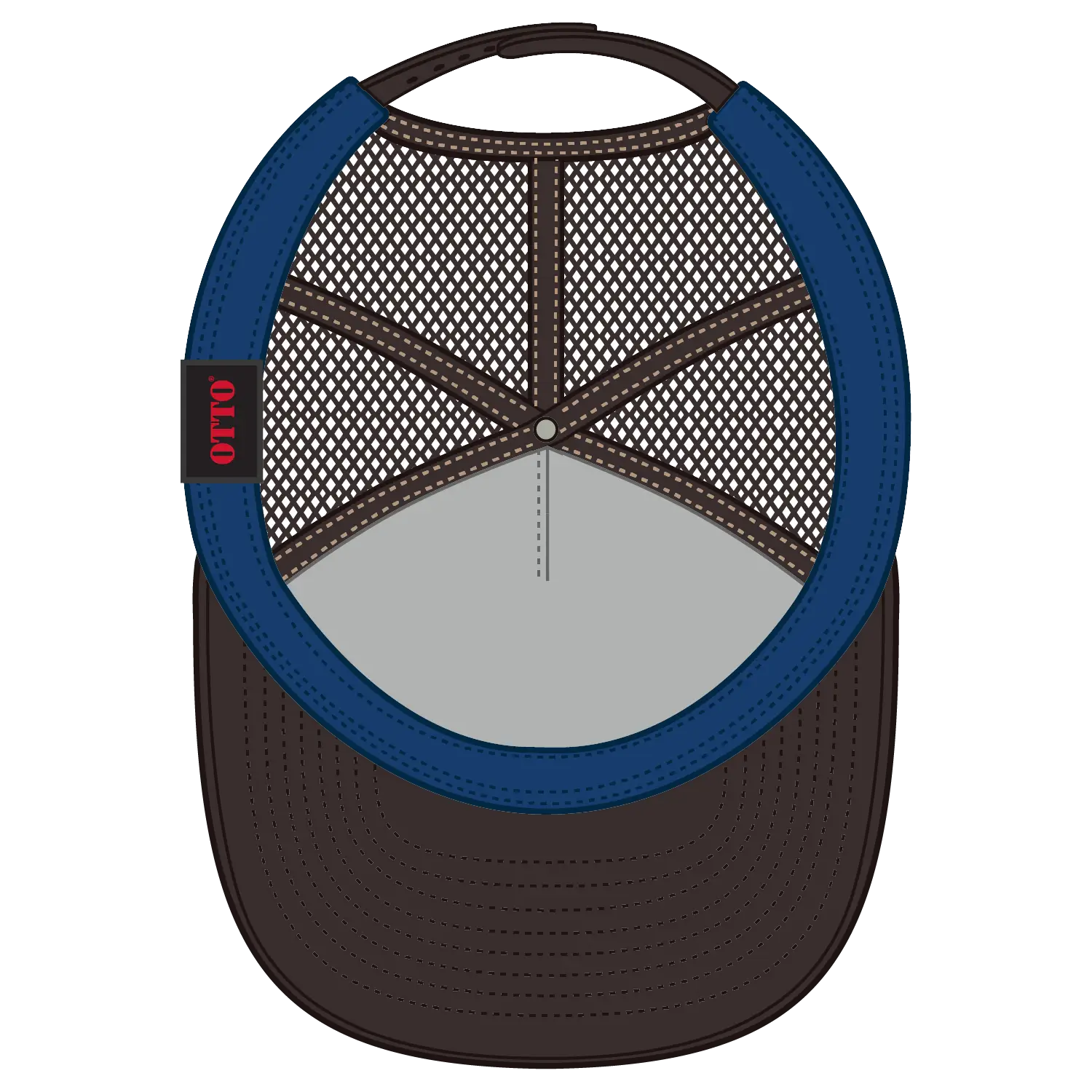 OTTO 154-1174 ’OTTO Snap’ 5 Panel Pro Style Mesh Back Trucker Snapback Cap - D.Brn/Cork/D.Brn - D.Brn/Cork/D.Brn / 7