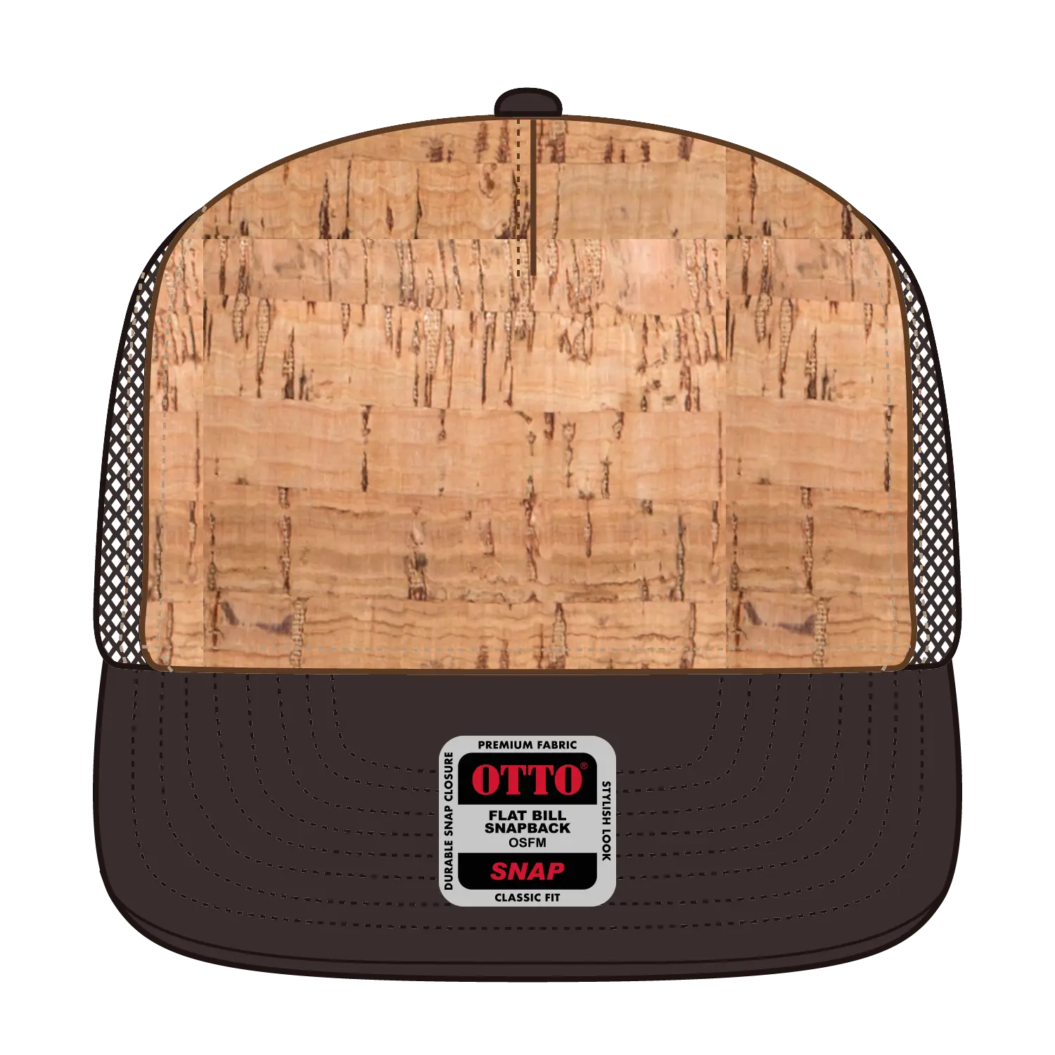 OTTO 154-1174 ’OTTO Snap’ 5 Panel Pro Style Mesh Back Trucker Snapback Cap - Brn/Crk/Brn - Brn/Crk/Brn / 7 3/8’’ - 7
