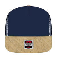 OTTO 154-1174 ’OTTO Snap’ 5 Panel Pro Style Mesh Back Trucker Snapback Cap - Cork/Nvy - Cork/Nvy / 7 3/8’’ - 7 5/8’’