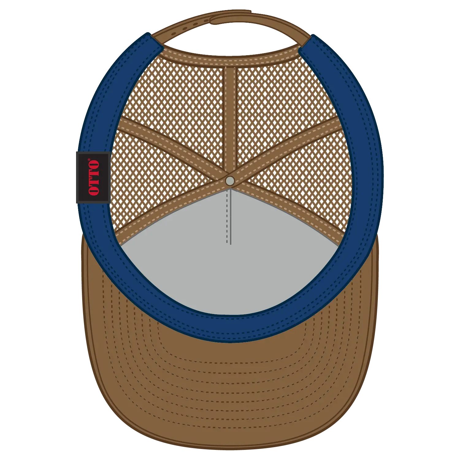 OTTO 154-1174 ’OTTO Snap’ 5 Panel Pro Style Mesh Back Trucker Snapback Cap - Cy Brn/Crk/Cy Brn - Cy Brn/Crk/Cy Brn / 7