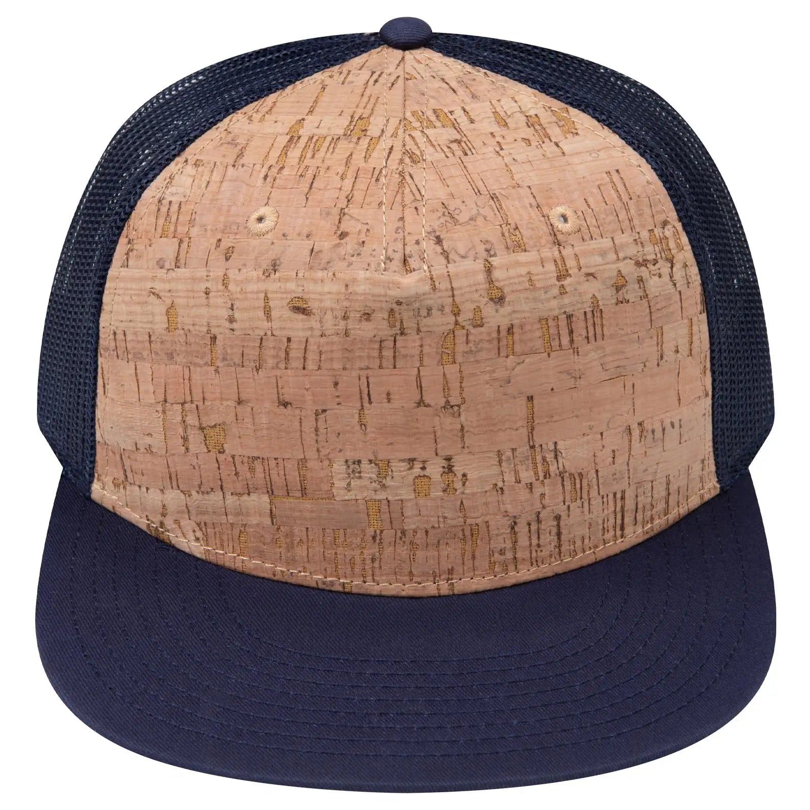 OTTO 154-1174 ’OTTO Snap’ 5 Panel Pro Style Mesh Back Trucker Snapback Cap - Nvy/Cork/Nvy - Nvy/Cork/Nvy / 7 3/8’’ - 7
