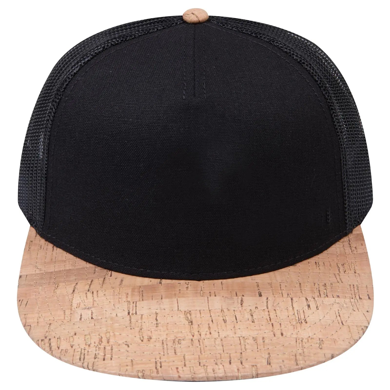OTTO 154-1174 ’OTTO Snap’ 5 Panel Pro Style Mesh Back Trucker Snapback Cap - Cork/Blk - Cork/Blk / 7 3/8’’ - 7 5/8’’