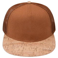 OTTO 154-1174 ’OTTO Snap’ 5 Panel Pro Style Mesh Back Trucker Snapback Cap - Cork/Cy Brn - Cork/Cy Brn / 7 3/8’’ - 7