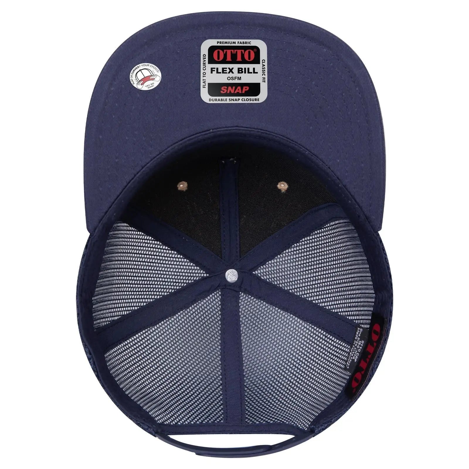 OTTO 154-1174 ’OTTO Snap’ 5 Panel Pro Style Mesh Back Trucker Snapback Cap - Nvy/Cork/Nvy - Nvy/Cork/Nvy / 7 3/8’’ - 7