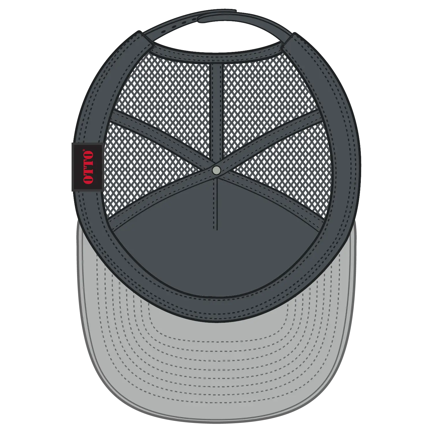 OTTO 154-1174 ’OTTO Snap’ 5 Panel Pro Style Mesh Back Trucker Snapback Cap - Blk/Blk/Ch.Gry - Blk/Blk/Ch.Gry / 7 3/8’’