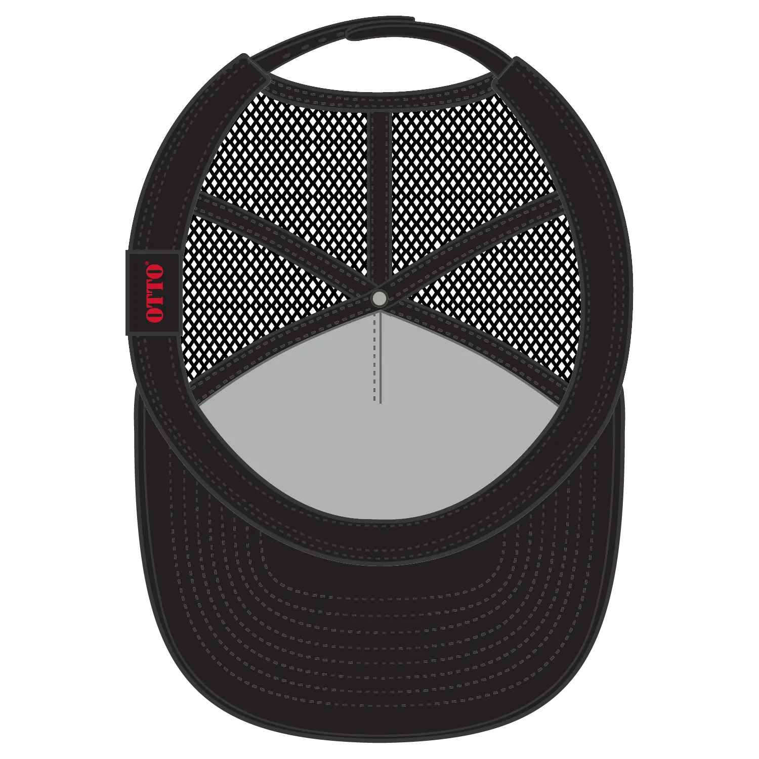 OTTO 154-1174 ’OTTO Snap’ 5 Panel Pro Style Mesh Back Trucker Snapback Cap - Black - Black / 7 3/8’’ - 7 5/8’’