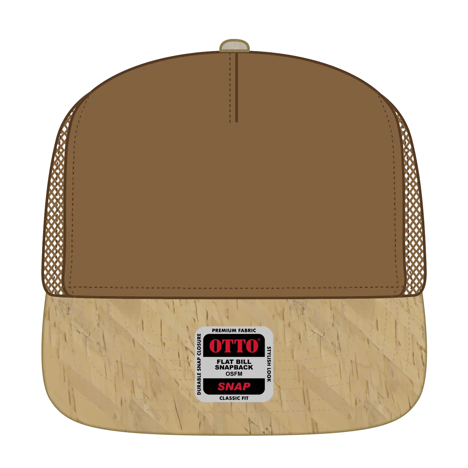 OTTO 154-1174 ’OTTO Snap’ 5 Panel Pro Style Mesh Back Trucker Snapback Cap - Cork/Cy Brn - Cork/Cy Brn / 7 3/8’’ - 7