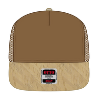 OTTO 154-1174 ’OTTO Snap’ 5 Panel Pro Style Mesh Back Trucker Snapback Cap - Cork/Cy Brn - Cork/Cy Brn / 7 3/8’’ - 7