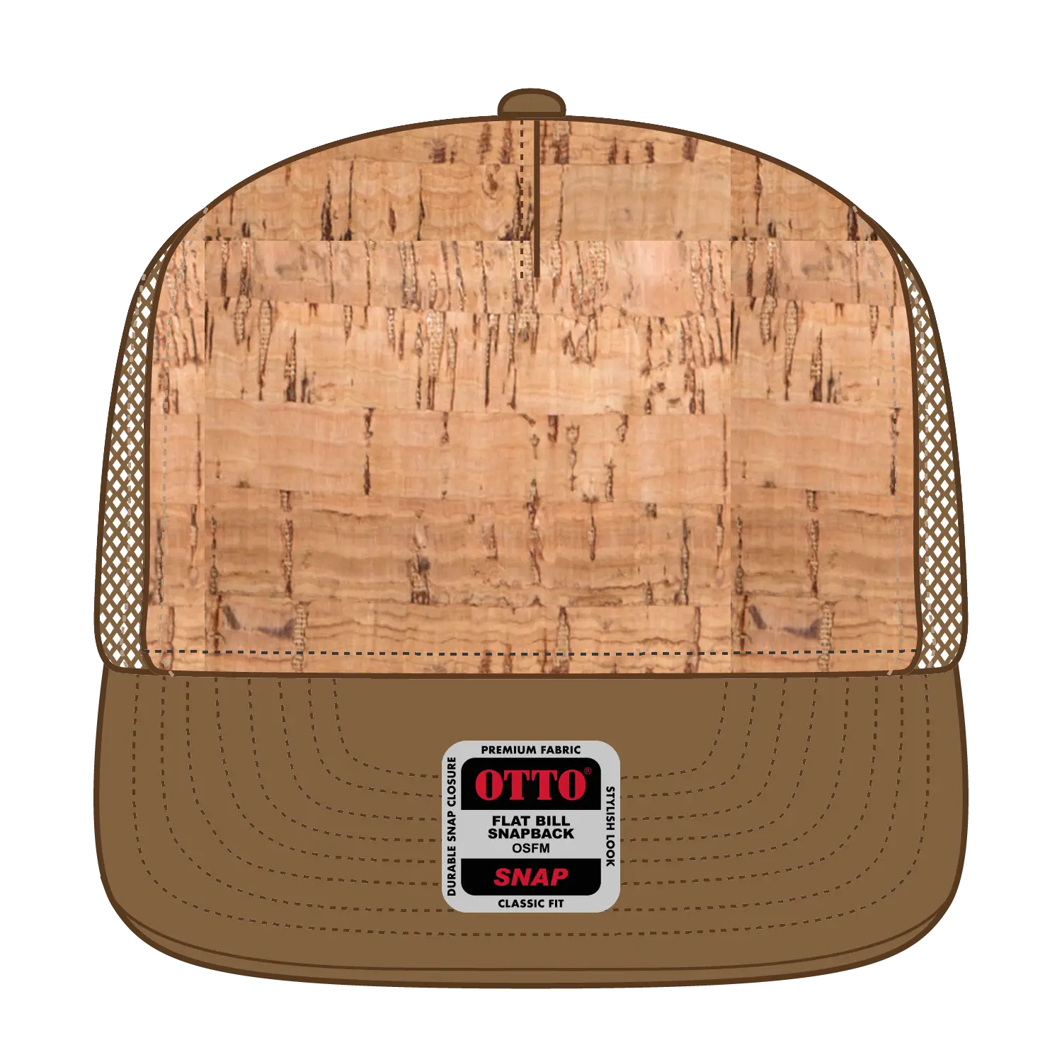 OTTO 154-1174 ’OTTO Snap’ 5 Panel Pro Style Mesh Back Trucker Snapback Cap - Cy Brn/Crk/Cy Brn - Cy Brn/Crk/Cy Brn / 7