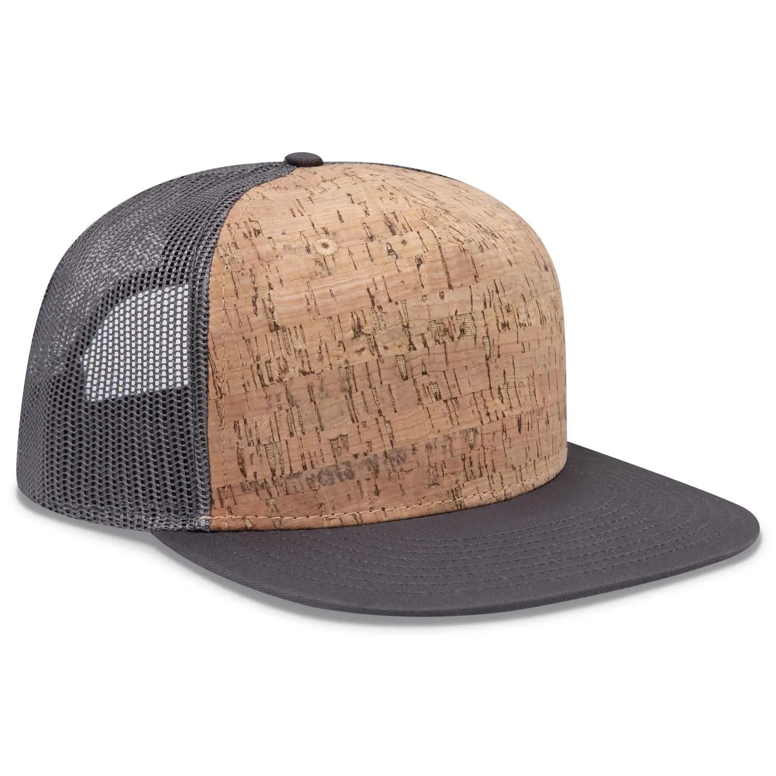OTTO 154-1174 ’OTTO Snap’ 5 Panel Pro Style Mesh Back Trucker Snapback Cap - Char. Gray/Cork/Char. Gray - Char.