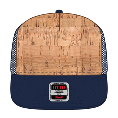 OTTO 154-1174 ’OTTO Snap’ 5 Panel Pro Style Mesh Back Trucker Snapback Cap - Nvy/Cork/Nvy - Nvy/Cork/Nvy / 7 3/8’’ - 7