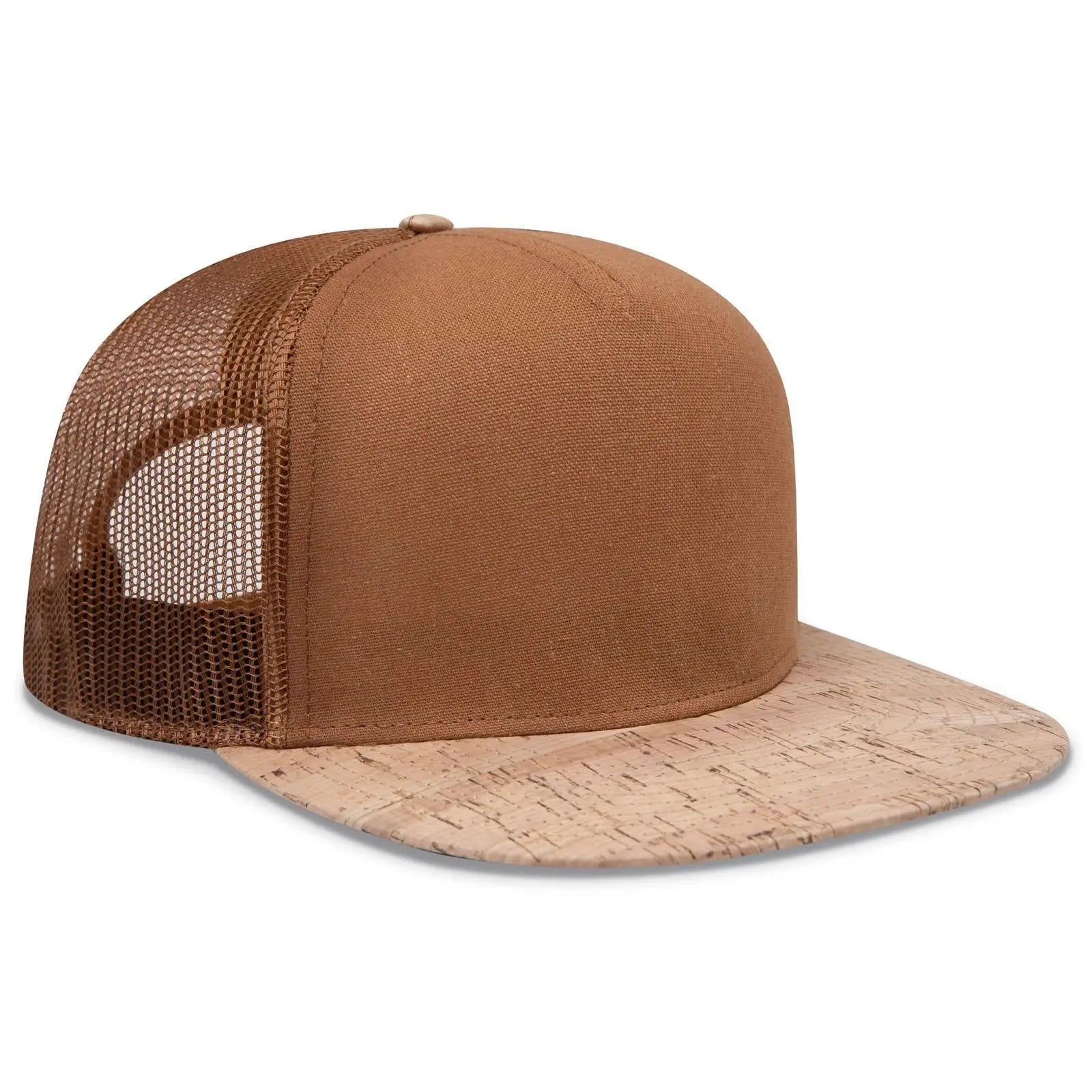 OTTO 154-1174 ’OTTO Snap’ 5 Panel Pro Style Mesh Back Trucker Snapback Cap - Cork/Cy Brn - Cork/Cy Brn / 7 3/8’’ - 7