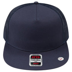 OTTO 154-1174 ’OTTO Snap’ 5 Panel Pro Style Mesh Back Trucker Snapback Cap - Navy - Navy / 7 3/8’’ - 7 5/8’’