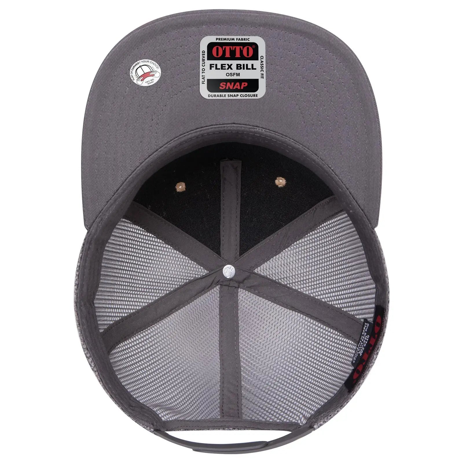 OTTO 154-1174 ’OTTO Snap’ 5 Panel Pro Style Mesh Back Trucker Snapback Cap - Char. Gray/Cork/Char. Gray - Char.