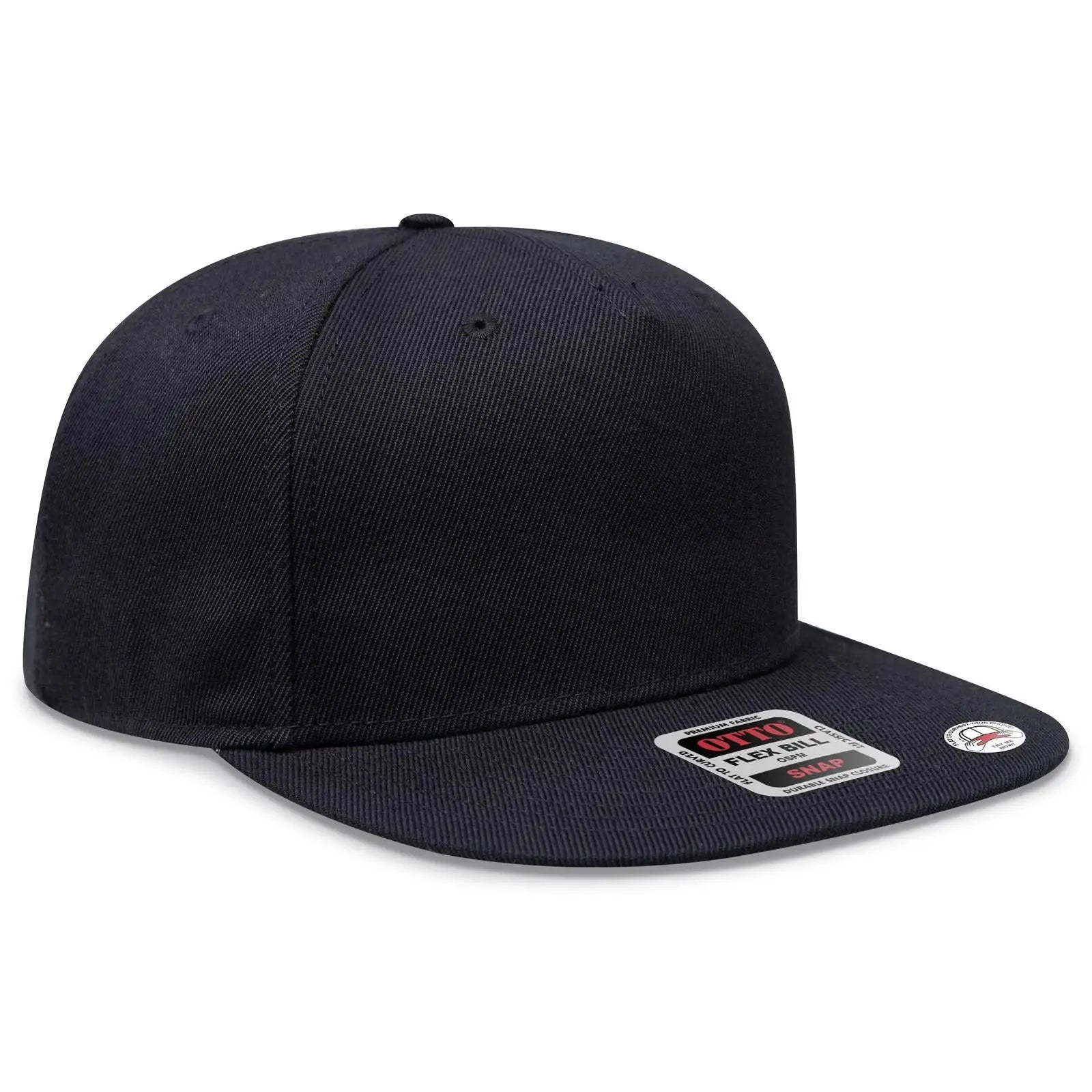 OTTO 158-1176 ’OTTO Snap’ 5 Panel Pro Style Snapback Cap - Black - Black / 6 1/2’’ - 7 5/8’’