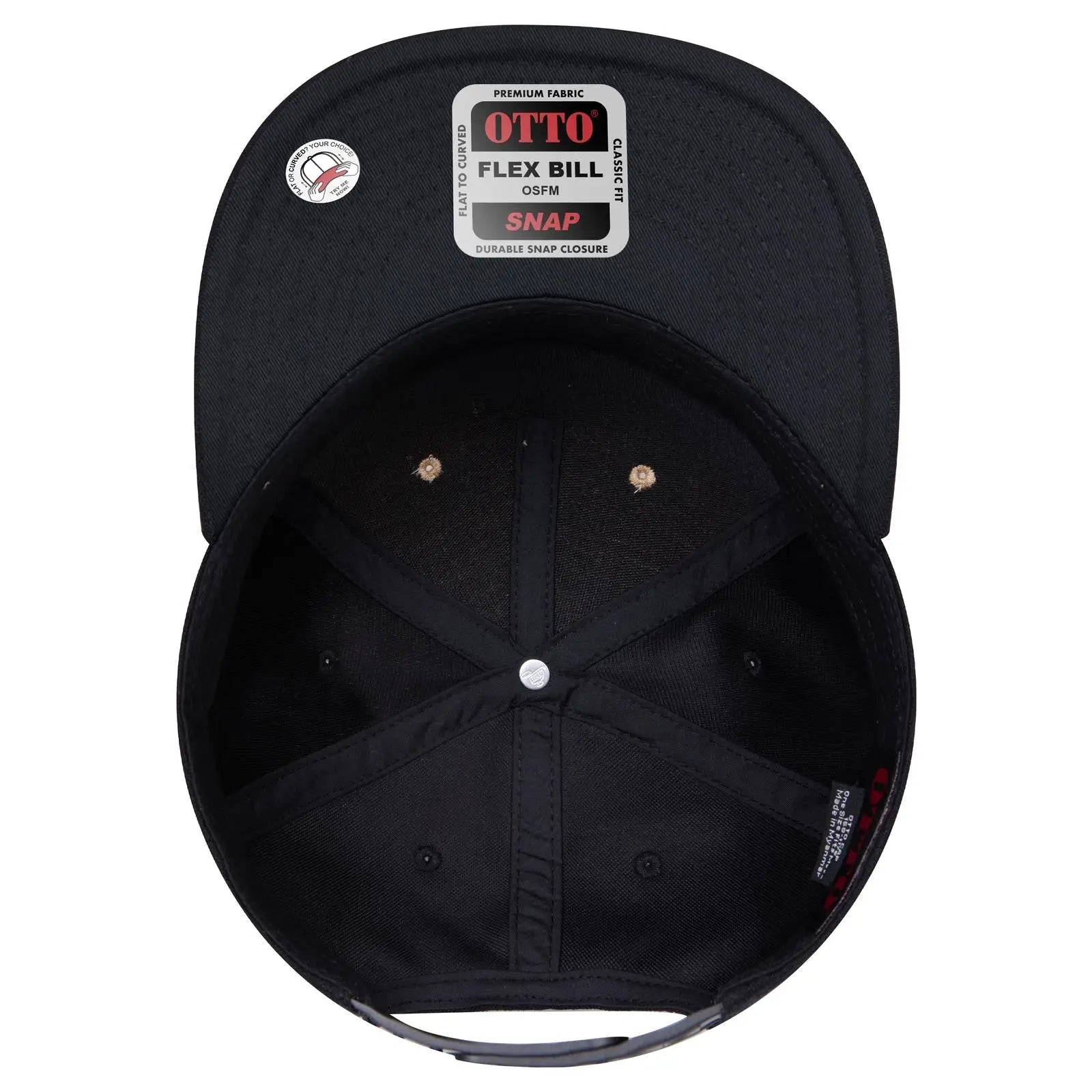 OTTO 158-1176 ’OTTO Snap’ 5 Panel Pro Style Snapback Cap - Blk/Cork/Blk - Blk/Cork/Blk / 6 1/2’’ - 7 5/8’’