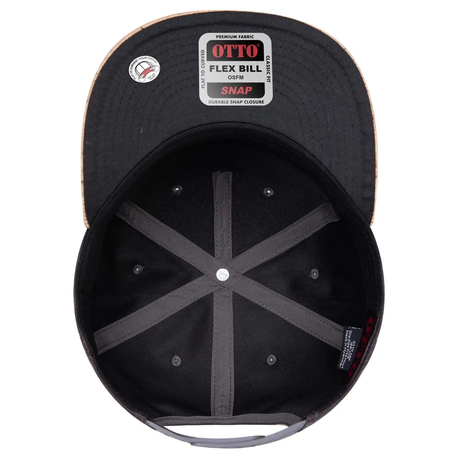 OTTO 158-1176 ’OTTO Snap’ 5 Panel Pro Style Snapback Cap - Cork/Ch Gry - Cork/Ch Gry / 6 1/2’’ - 7 5/8’’