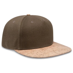 OTTO 158-1176 ’OTTO Snap’ 5 Panel Pro Style Snapback Cap - Cork/Ml Grn - Cork/Ml Grn / 6 1/2’’ - 7 5/8’’