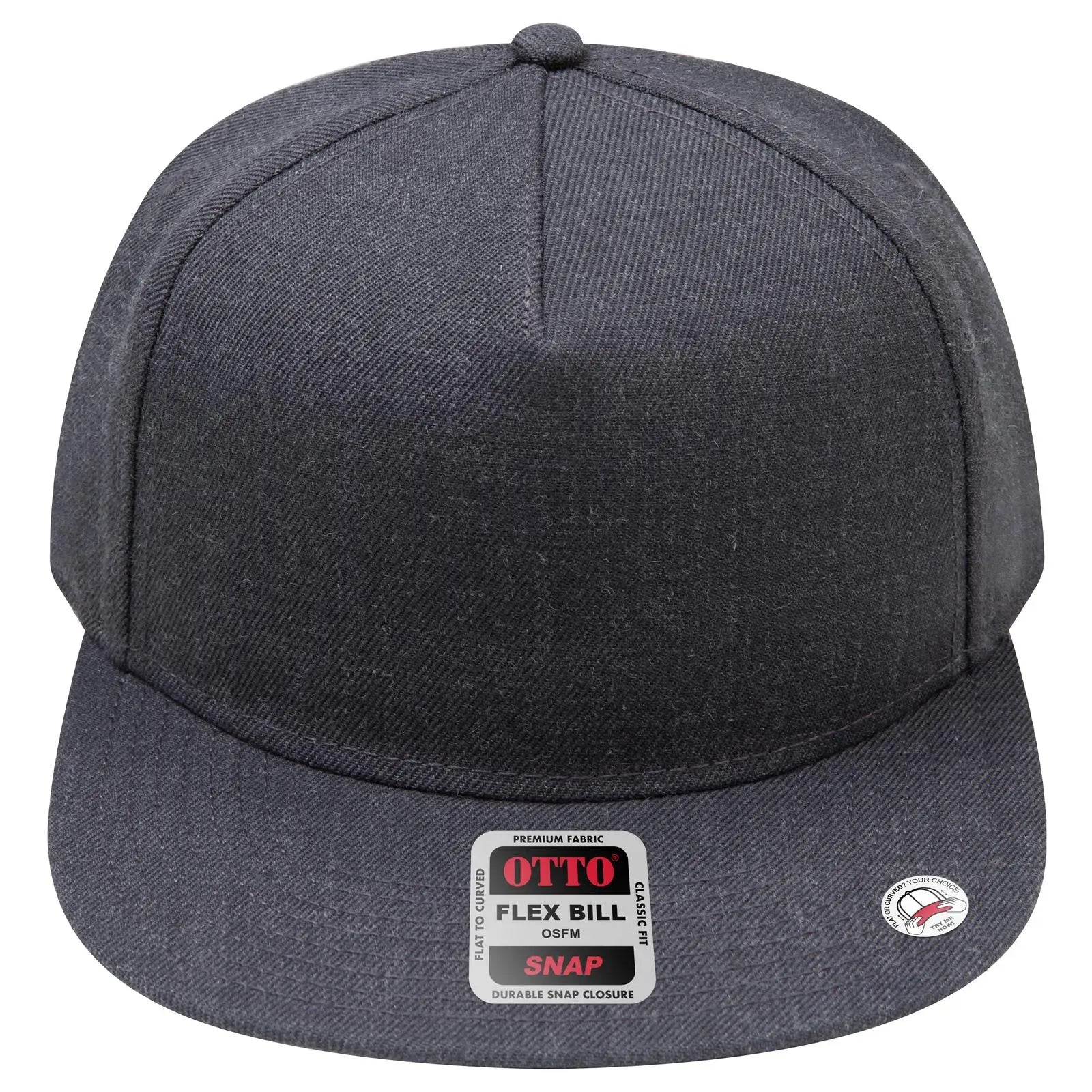 OTTO 158-1176 ’OTTO Snap’ 5 Panel Pro Style Snapback Cap - Heath. Black - Heath. Black / 6 1/2’’ - 7 5/8’’