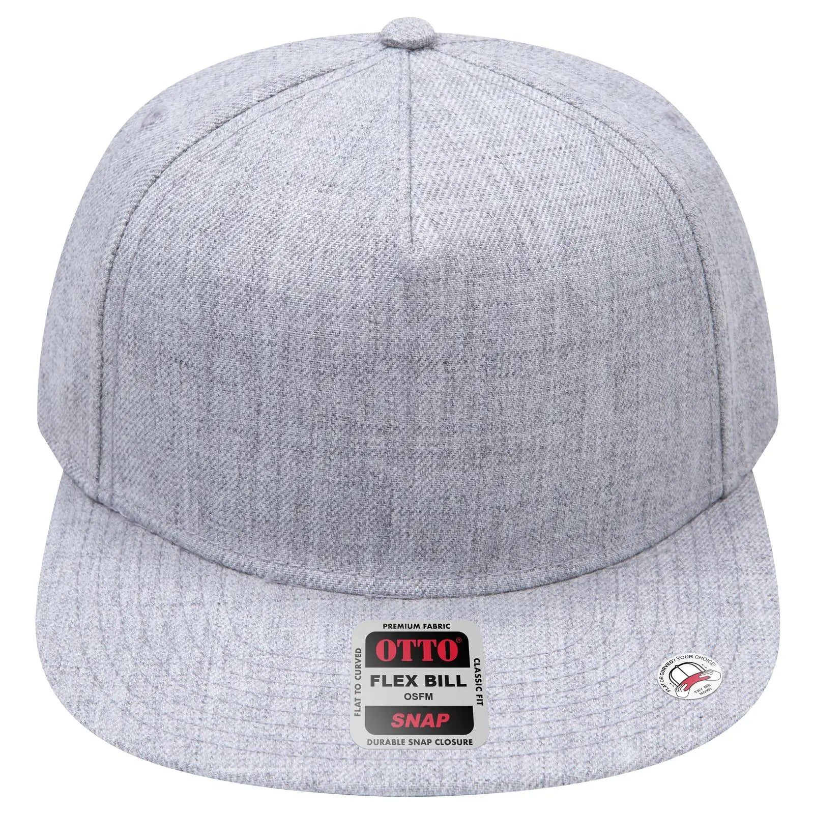 OTTO 158-1176 ’OTTO Snap’ 5 Panel Pro Style Snapback Cap - Heath. Gray - Heath. Gray / 6 1/2’’ - 7 5/8’’